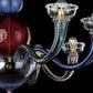 Vetreria Artistica Rosa Campiello 8-Lights Gold Base With Multi-Colored Artistic Design Glass Chandelier