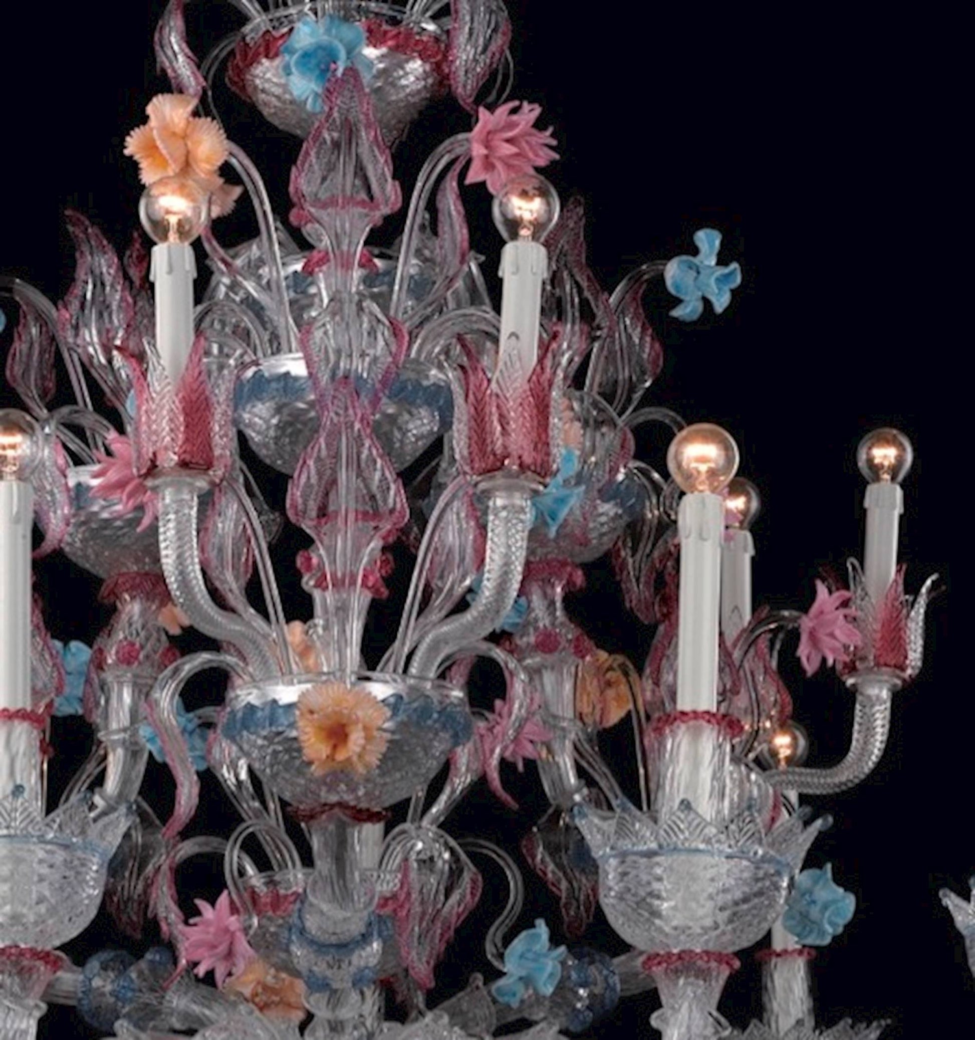 Vetreria Artistica Rosa Casanova 15-Lights Multi-Colored Murano Glass Chandelier
