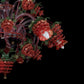 Vetreria Artistica Rosa Demetra 6-Lights Green and Gold Base With Red and Gold Flower Accent Glass Chandelier