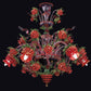 Vetreria Artistica Rosa Demetra 6-Lights Green and Gold Base With Red and Gold Flower Accent Glass Chandelier