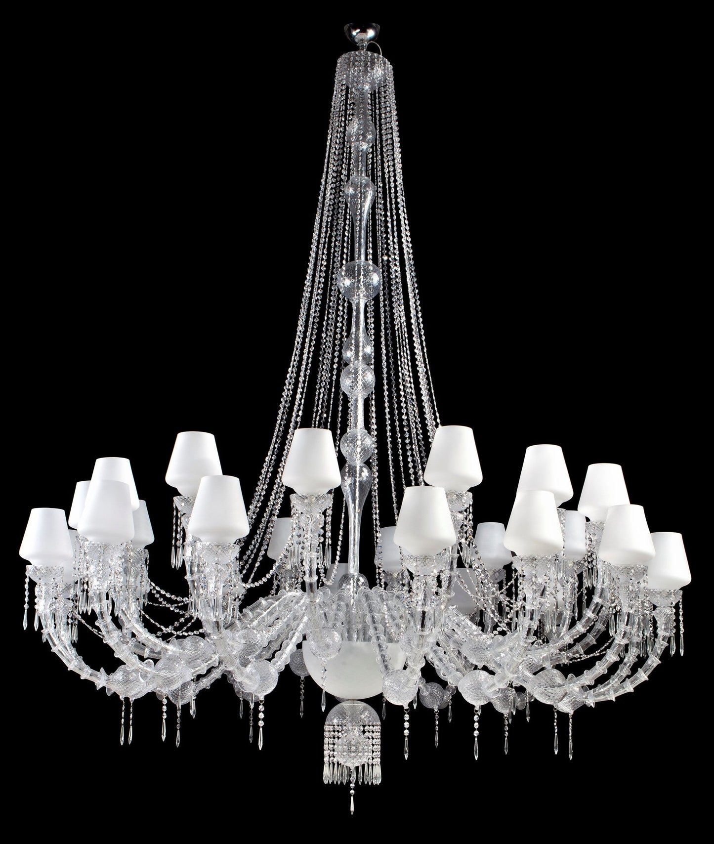 Vetreria Artistica Rosa Diamante 28-Lights Cystal Clear Murano Glass Chandelier