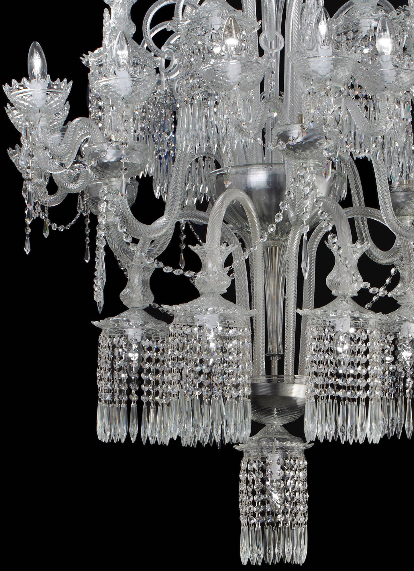 Vetreria Artistica Rosa Dubai 35-Lights Crystal Clear Murano Glass Chandelier