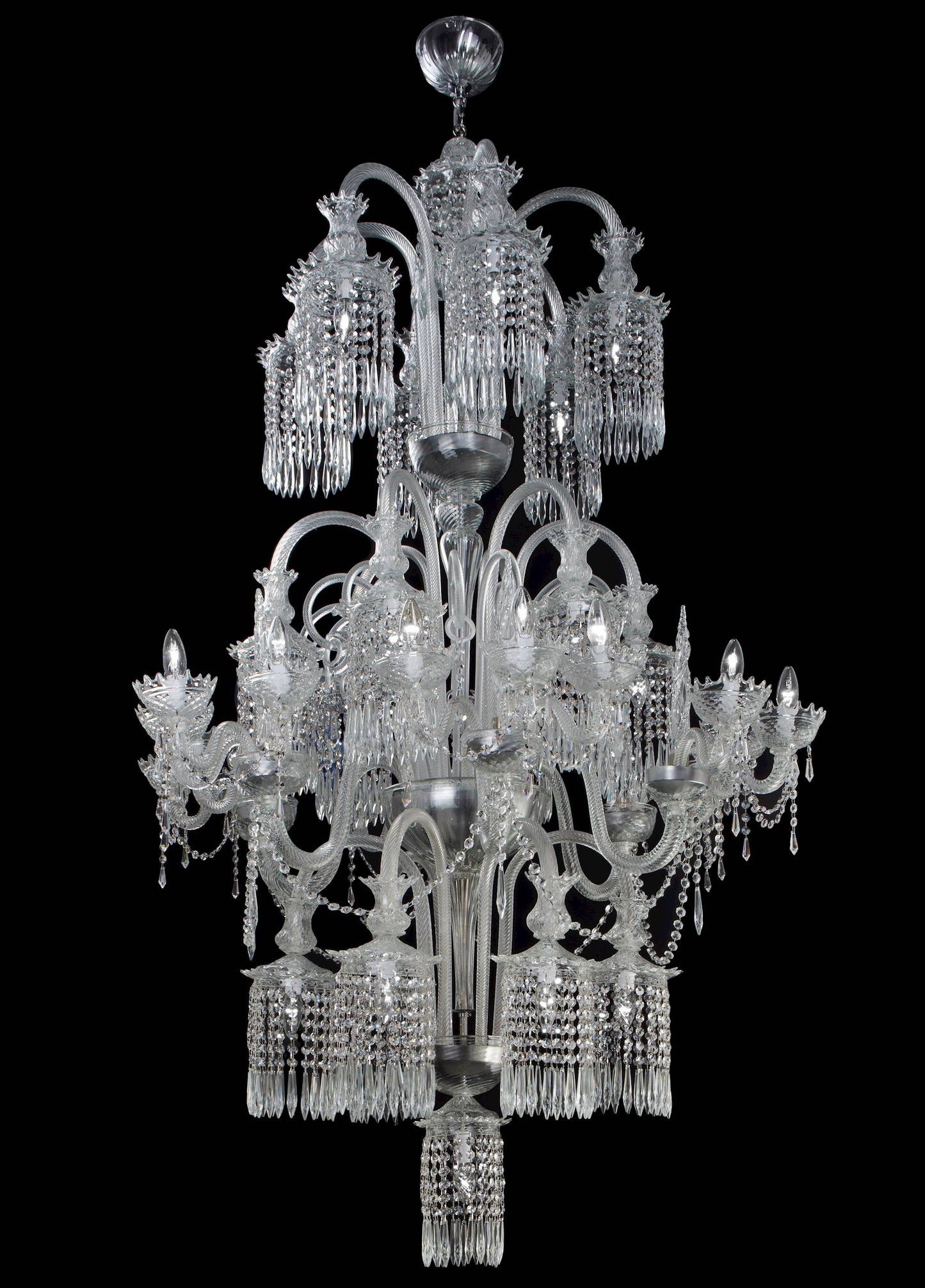 Vetreria Artistica Rosa Dubai 35-Lights Crystal Clear Murano Glass Chandelier