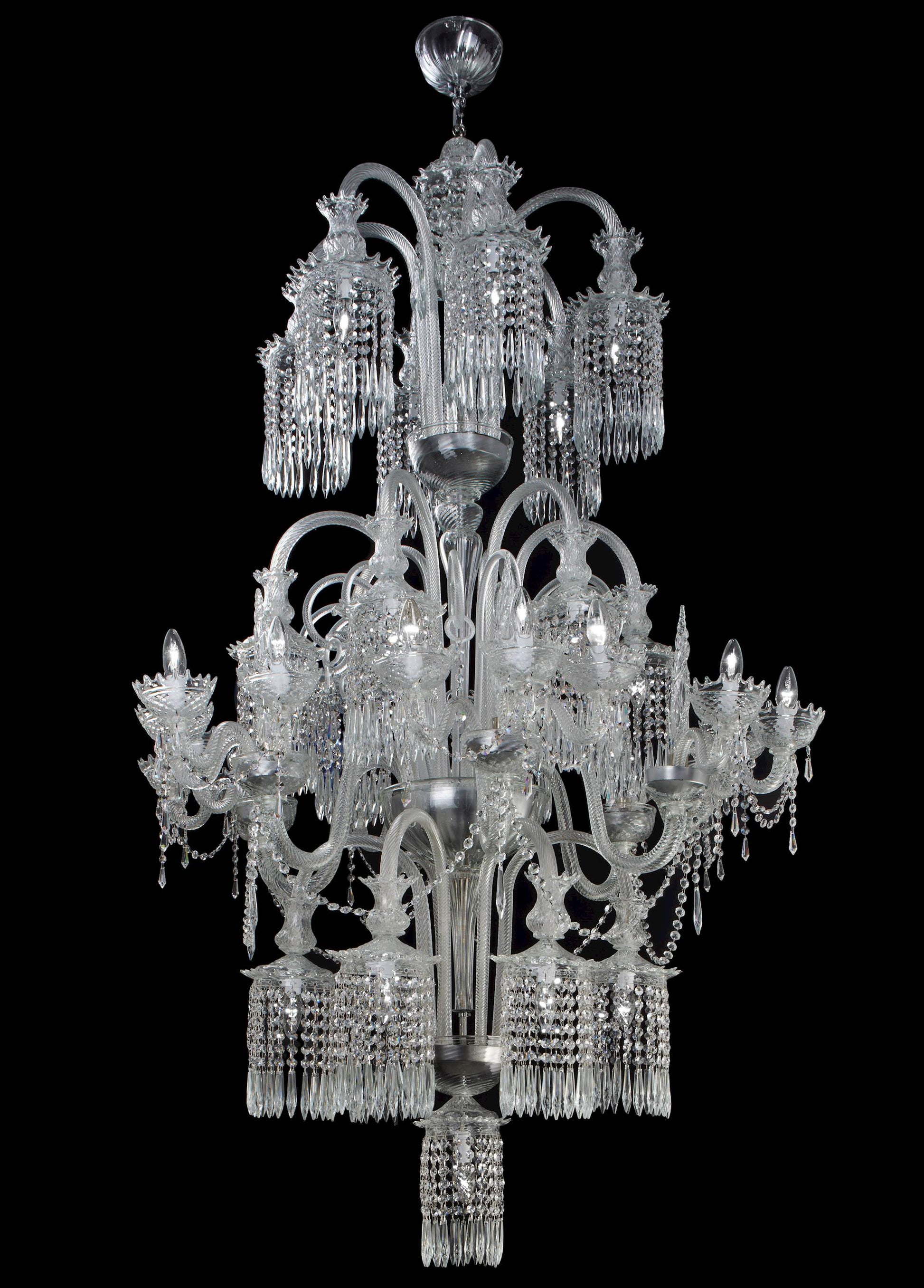 Vetreria Artistica Rosa Dubai 35-Lights Crystal Clear Murano Glass Chandelier