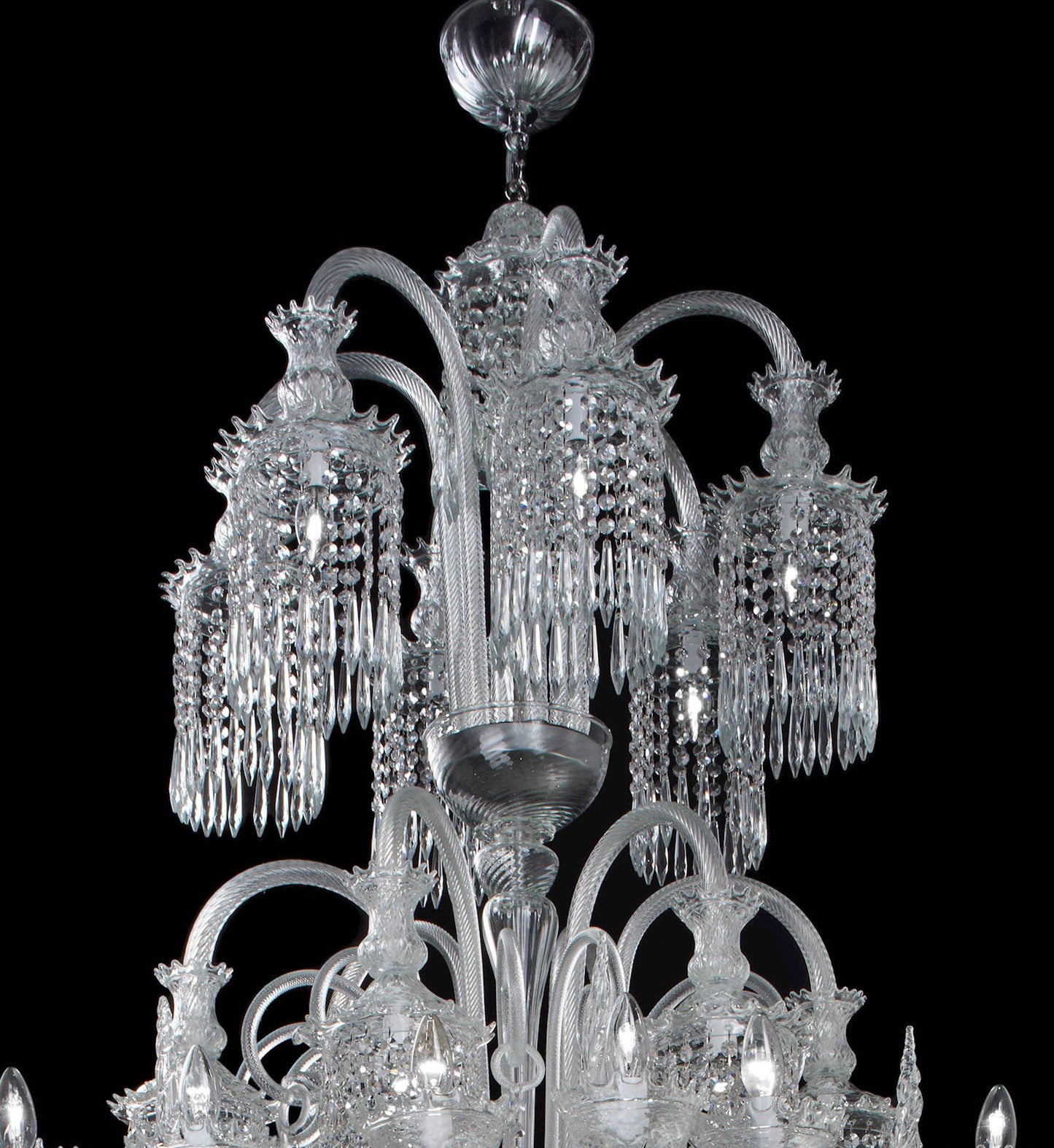 Vetreria Artistica Rosa Dubai 35-Lights Crystal Clear Murano Glass Chandelier