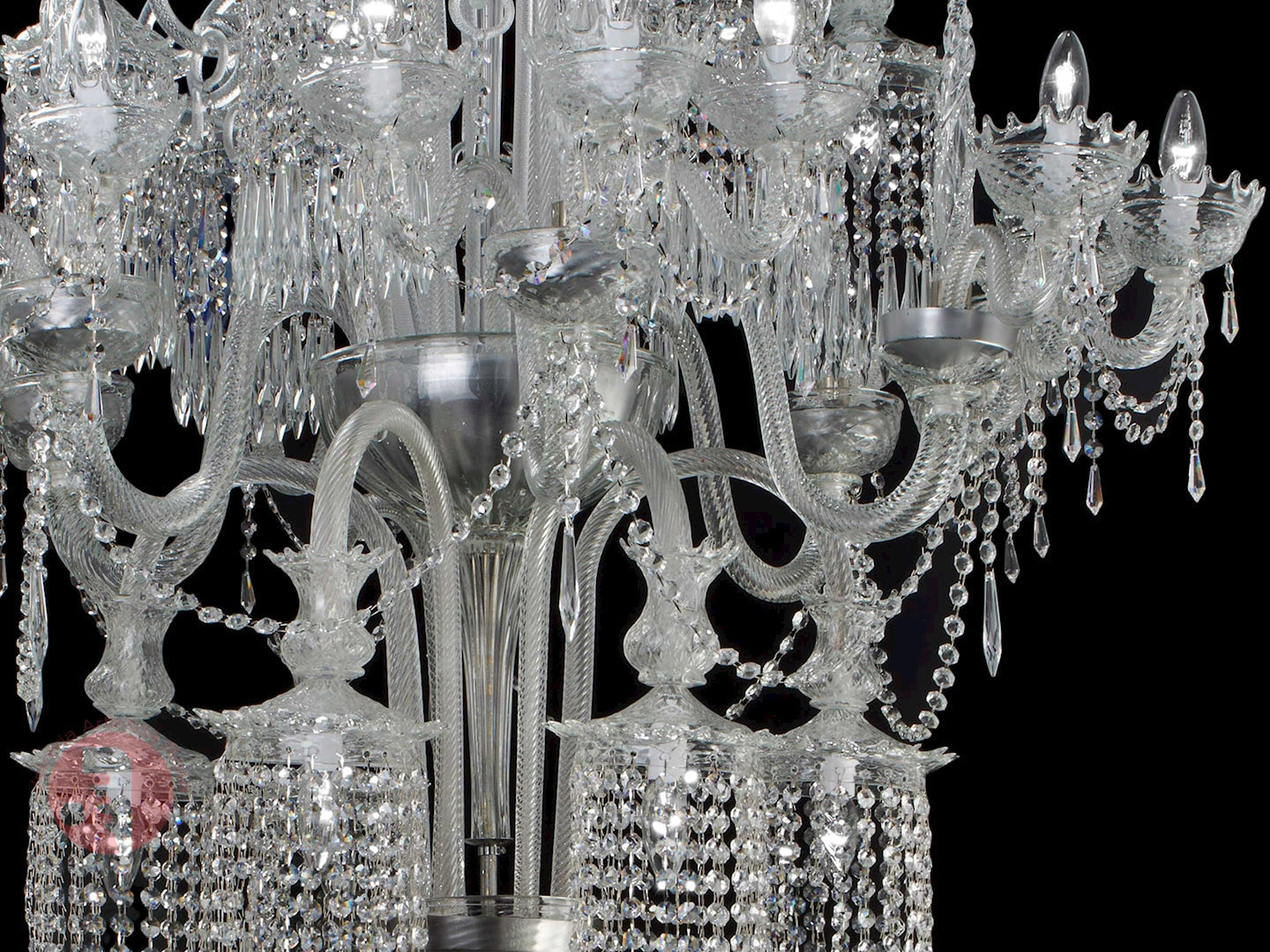 Vetreria Artistica Rosa Dubai 35-Lights Crystal Clear Murano Glass Chandelier