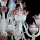 Vetreria Artistica Rosa Ducale 8-Lights Opaline With Pink Base In 24 Carat Gold Glass Chandelier