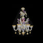 Vetreria Artistica Rosa Ducale 8-Lights Opaline With Pink Base In 24 Carat Gold Glass Chandelier