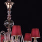 Vetreria Artistica Rosa Duomo 6-Lights Transparent Ruby Pink Base With Red Tapered Drum Shade Glass Chandelier