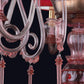 Vetreria Artistica Rosa Duomo 6-Lights Transparent Ruby Pink Base With Red Tapered Drum Shade Glass Chandelier