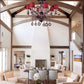 Vetreria Artistica Rosa Duomo 6-Lights Transparent Ruby Pink Base With Red Tapered Drum Shade Glass Chandelier