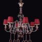 Vetreria Artistica Rosa Duomo 6-Lights Transparent Ruby Pink Base With Red Tapered Drum Shade Glass Chandelier