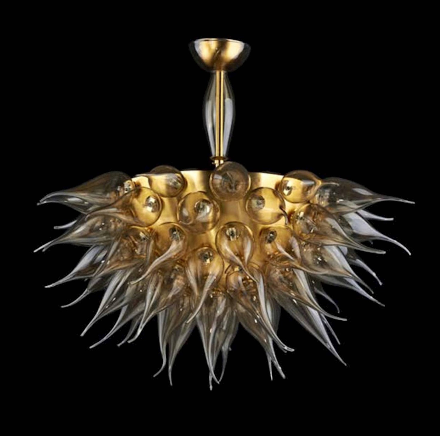 Vetreria Artistica Rosa Eclisse 55-Lights Gold Flame Glass Chandelier