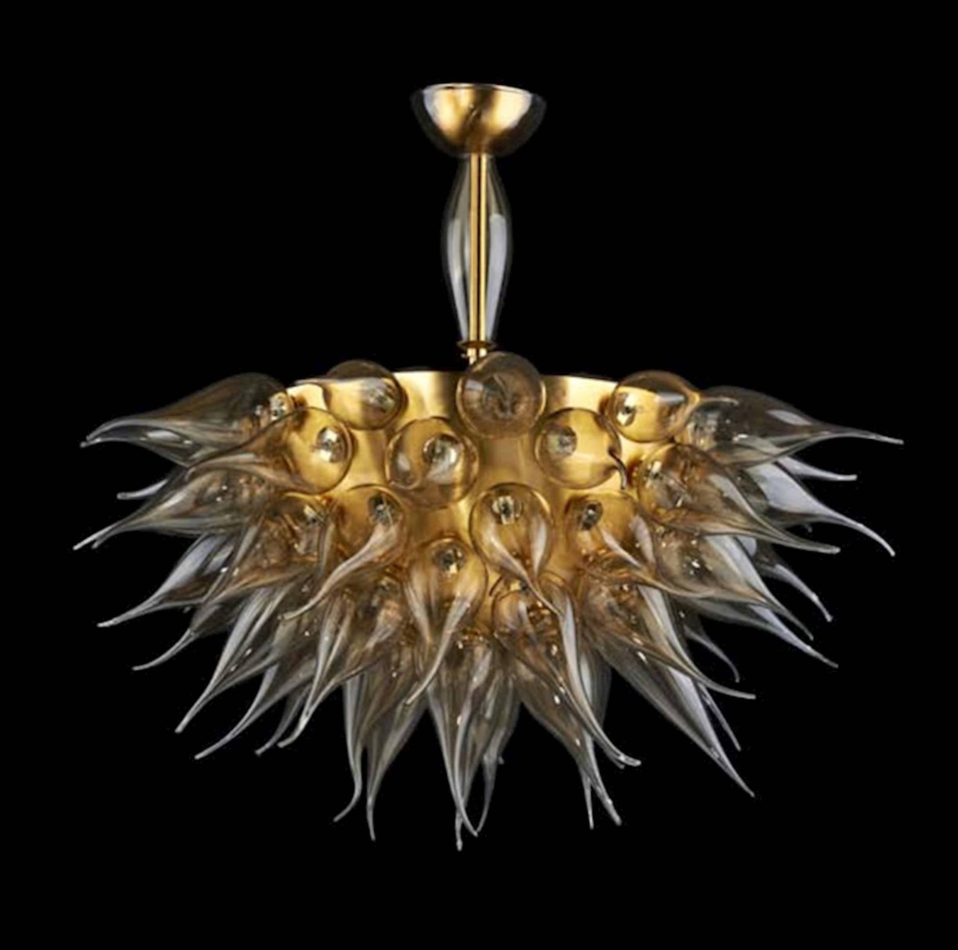 Vetreria Artistica Rosa Eclisse 55-Lights Gold Flame Glass Chandelier