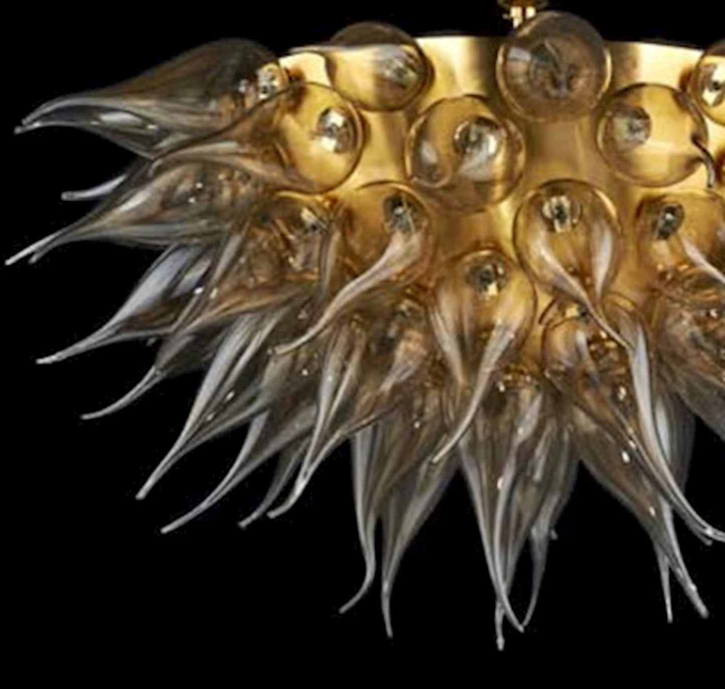 Vetreria Artistica Rosa Eclisse 55-Lights Gold Flame Glass Chandelier