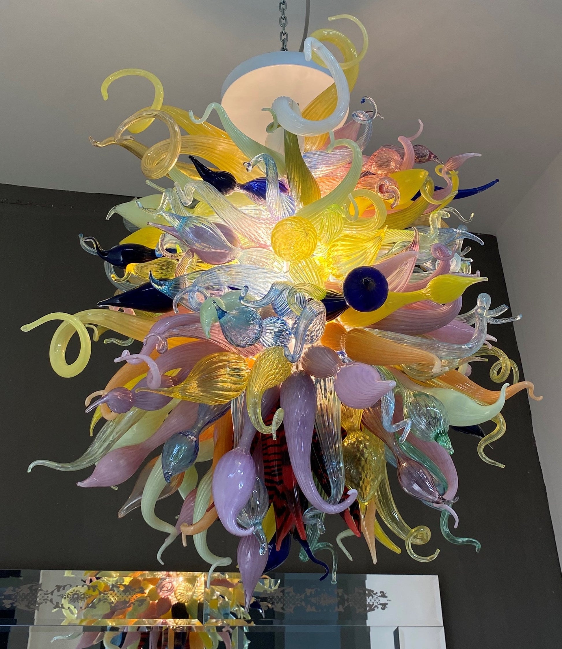 Vetreria Artistica Rosa Fantasia 3-Lights Multi-Colored Artistic Design Glass Chandelier
