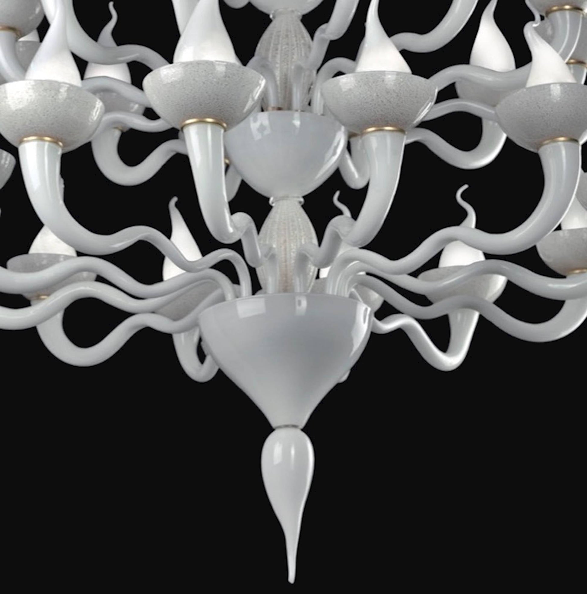 Vetreria Artistica Rosa Fiamma 31-Lights White Pastel Base Glass Chandelier