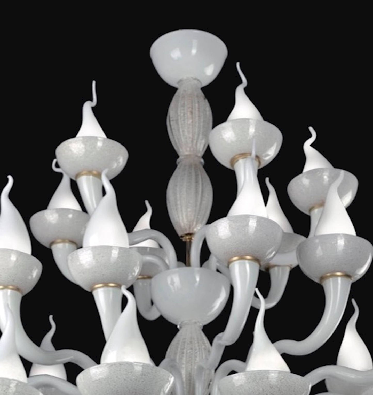 Vetreria Artistica Rosa Fiamma 31-Lights White Pastel Base Glass Chandelier