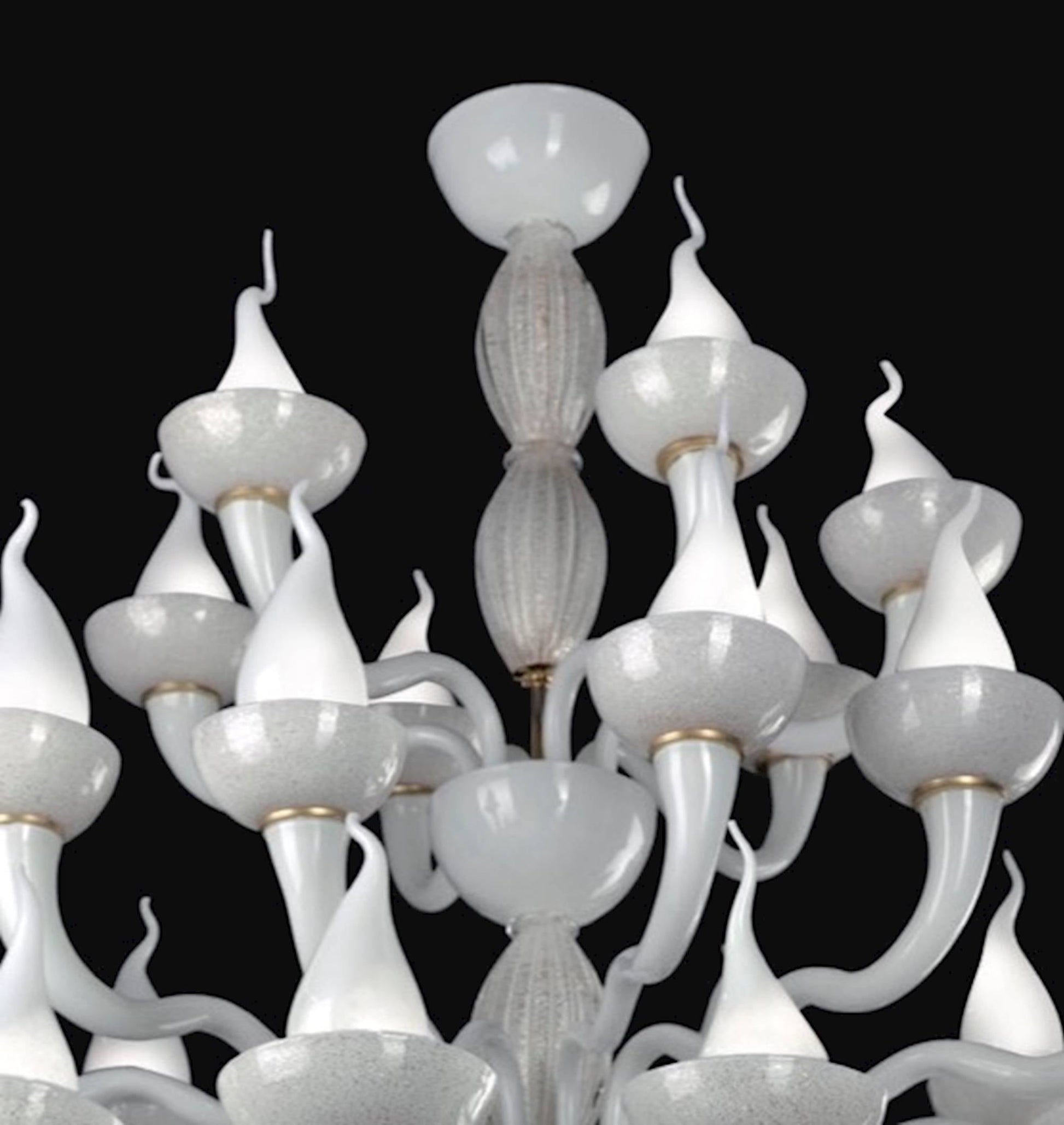 Vetreria Artistica Rosa Fiamma 31-Lights White Pastel Base Glass Chandelier