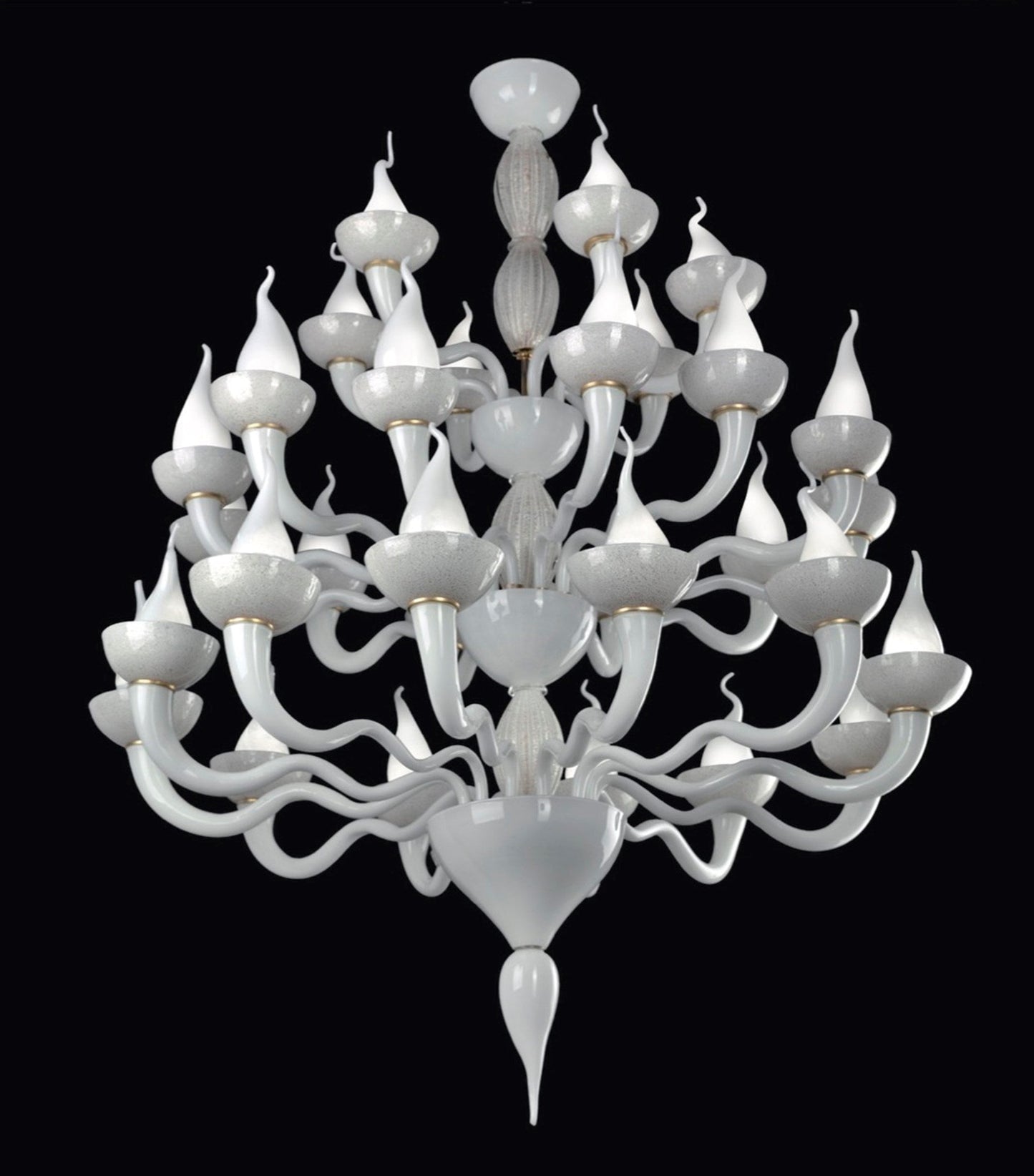 Vetreria Artistica Rosa Fiamma 31-Lights White Pastel Base Glass Chandelier