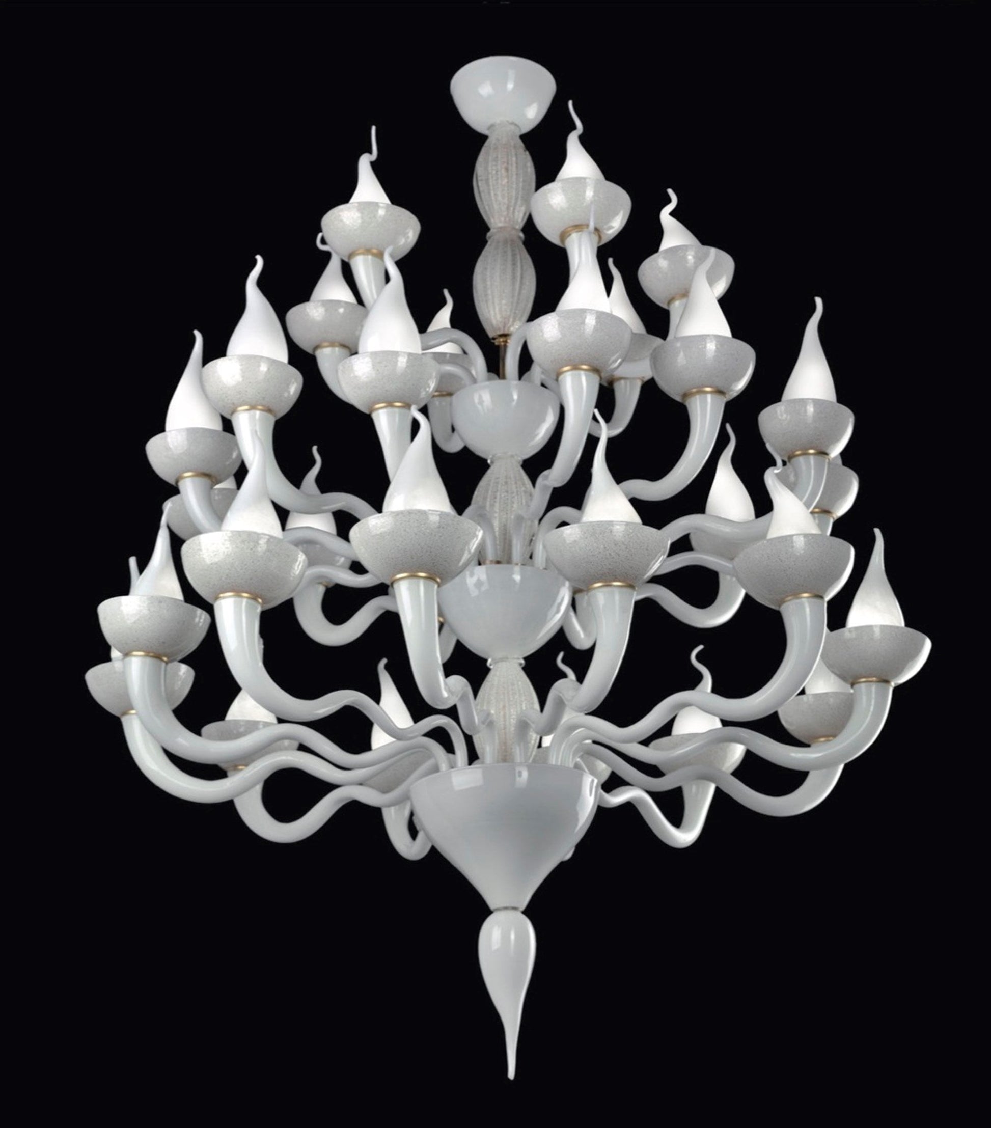 Vetreria Artistica Rosa Fiamma 31-Lights White Pastel Base Glass Chandelier