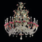 Vetreria Artistica Rosa Fior di loto 24-Lights Pink and Green Murano Glass Chandelier
