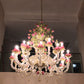 Vetreria Artistica Rosa Fior di loto 24-Lights Pink and Green Murano Glass Chandelier