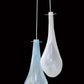 Vetreria Artistica Rosa Fioritura2 39" Two-Petal Crystal and Light Blue Sandblasted Glass Pendant Lighting
