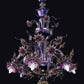 Vetreria Artistica Rosa Floren 6-Lights Amethyst Base and Flower Accent With Gold Details Glass Chandelier