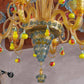 Vetreria Artistica Rosa Fruttino 6-Lights Amber and Blue Color Base With Multi-Colored Flowers and Fruit Accent Glass Chandelier