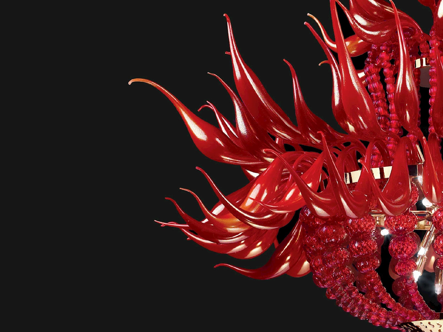 Vetreria Artistica Rosa Fuoco 18-Lights Bright Red Crystal Glass Chandelier