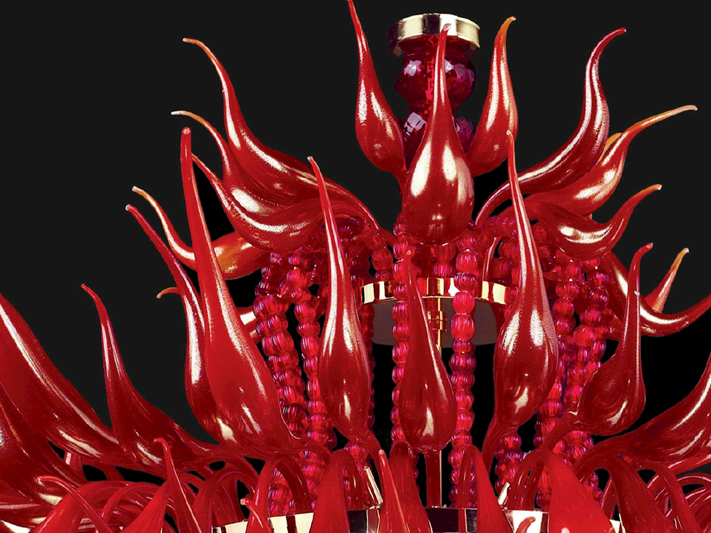 Vetreria Artistica Rosa Fuoco 18-Lights Bright Red Crystal Glass Chandelier