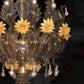 Vetreria Artistica Rosa Giardino Fume 6-Lights Smoky Color Base With Amber Flower Accent Glass Chandelier