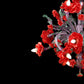 Vetreria Artistica Rosa Gilda 12-Lights Amethyst Crystal Base With Green and Red Flower Accent Glass Chandelier