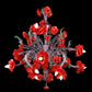 Vetreria Artistica Rosa Gilda 12-Lights Amethyst Crystal Base With Green and Red Flower Accent Glass Chandelier