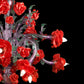 Vetreria Artistica Rosa Gilda 12-Lights Amethyst Crystal Base With Green and Red Flower Accent Glass Chandelier