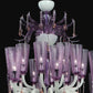 Vetreria Artistica Rosa Glimmer 24-Lights White Pastel Base With Transparent Amethyst Shade Glass Chandelier