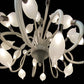 Vetreria Artistica Rosa Gocce di Rugiada 32-Lights Gray Base With White Frosted Shade Glass Chandelier