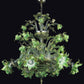 Vetreria Artistica Rosa Incanto 6-Lights Green Crystal Base and Green Flower Accent Glass Chandelier