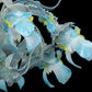 Vetreria Artistica Rosa Iris 8-Lights Opaline Base With Light Blue Flowers and Yellow Finish Glass Chandelier