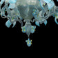 Vetreria Artistica Rosa Iris 8-Lights Opaline Base With Light Blue Flowers and Yellow Finish Glass Chandelier