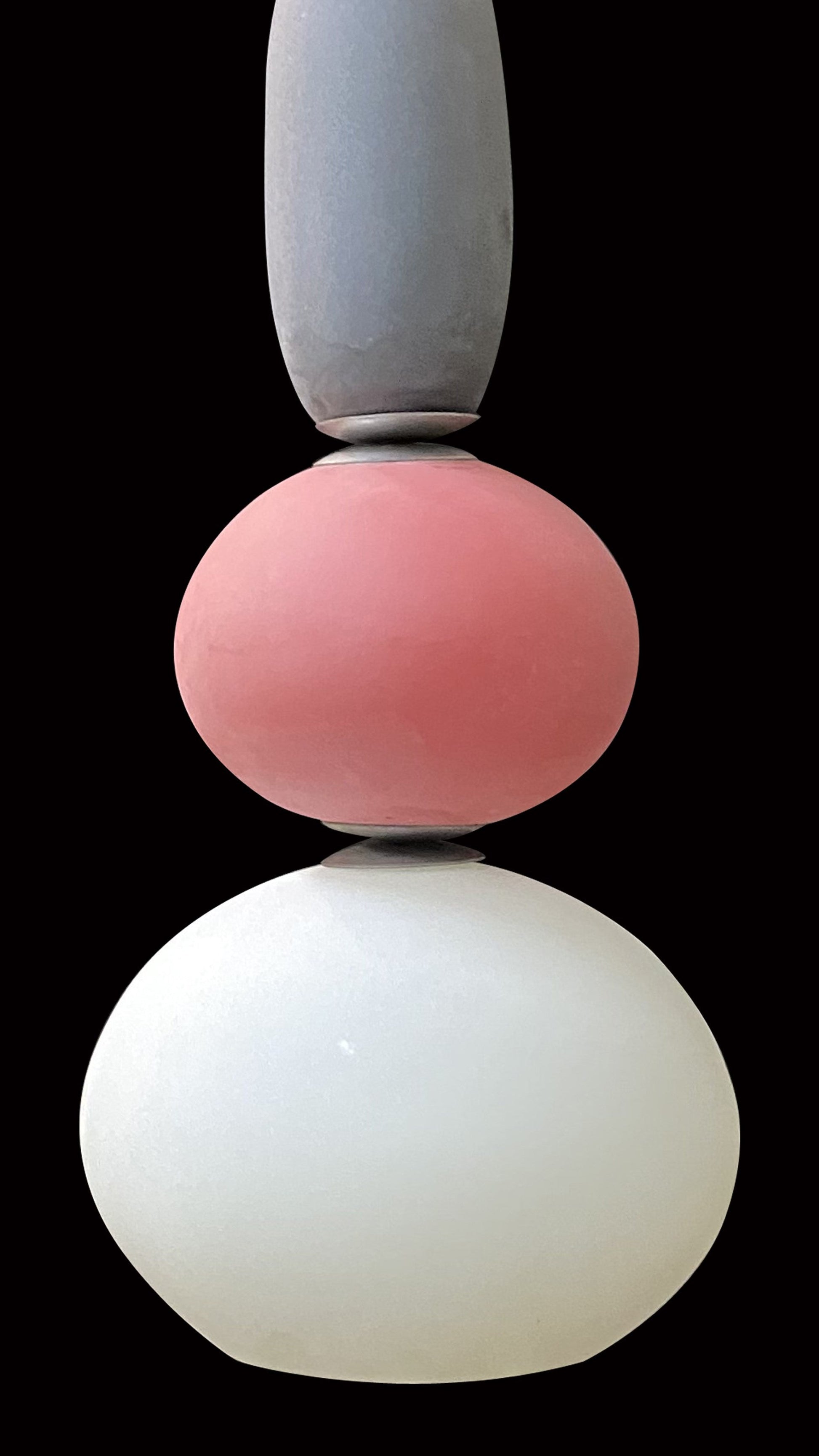 Vetreria Artistica Rosa Ivrea 39" Tri-Color Red, Black and White Pastel Sandblasted Glass Pendant Lighting