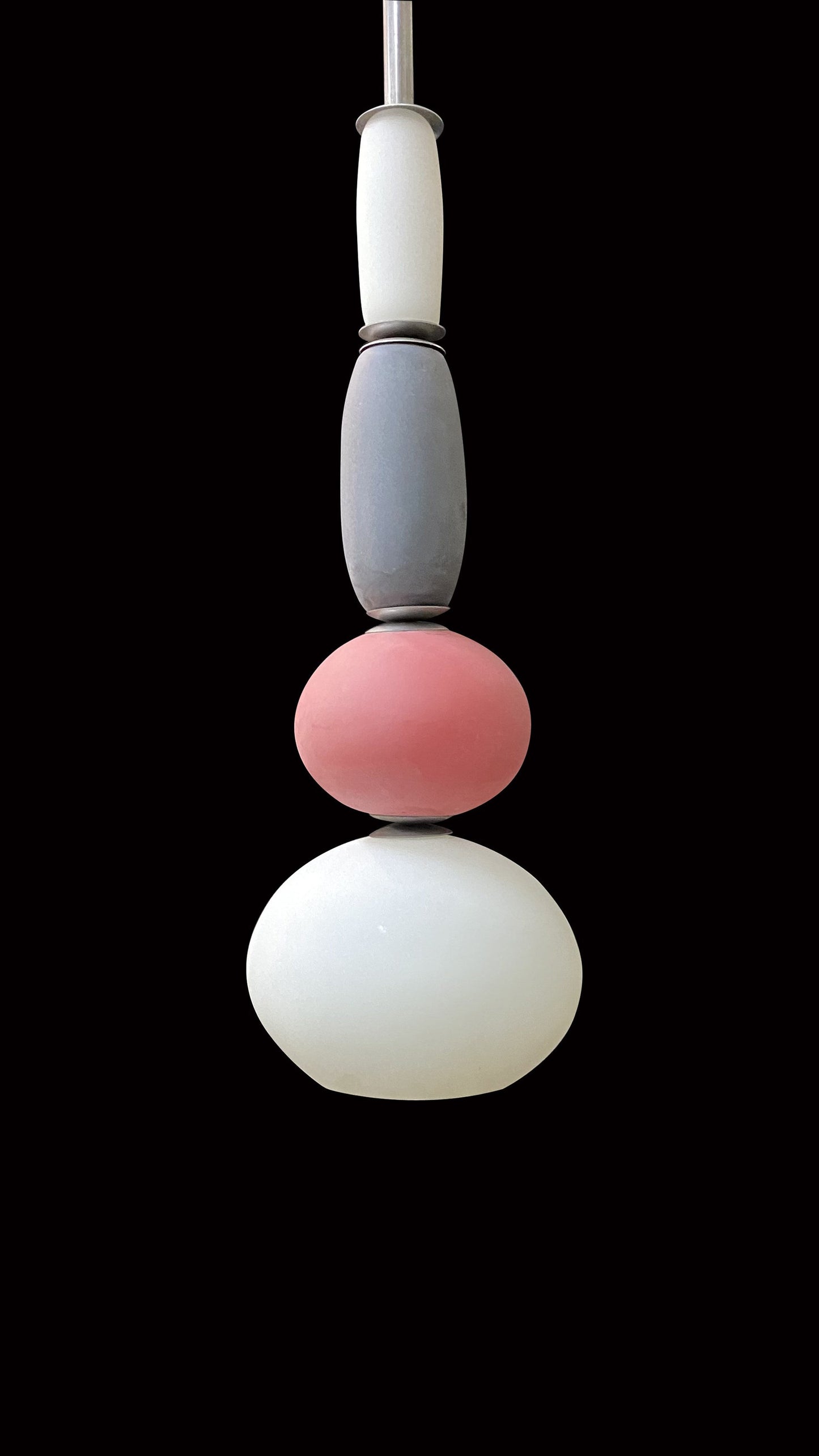 Vetreria Artistica Rosa Ivrea 39" Tri-Color Red, Black and White Pastel Sandblasted Glass Pendant Lighting