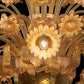 Vetreria Artistica Rosa Jennifer 8-Lights Smoky 24 Carat Gold Trim With Amber Cups and Flower Accent Glass Chandelier