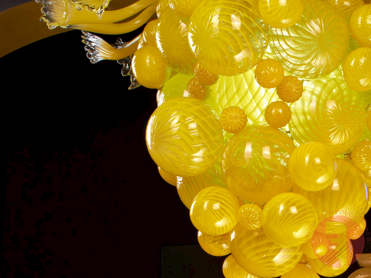 Vetreria Artistica Rosa Lemon 6-Lights Yellow Crystal Glass Chandelier