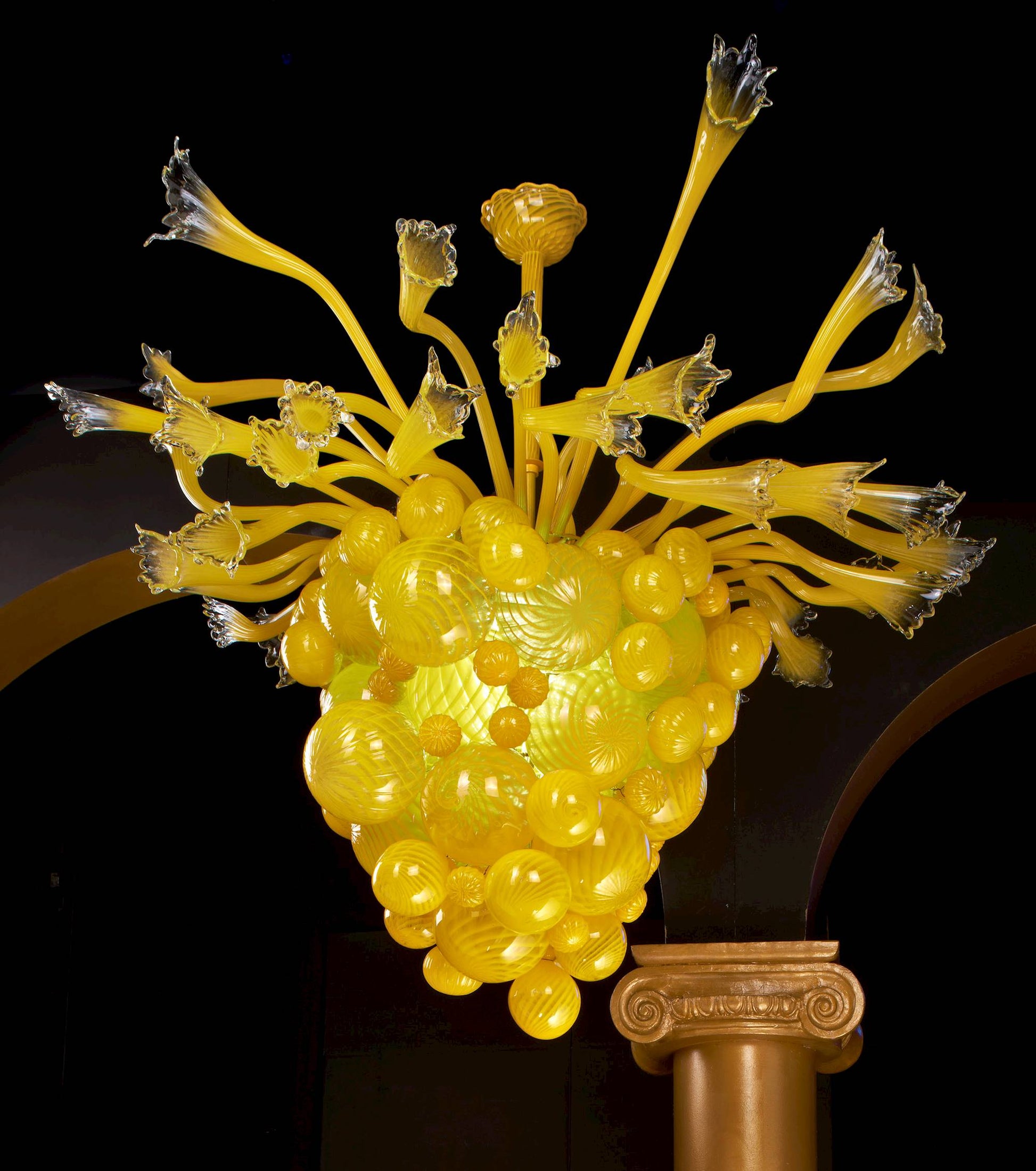 Vetreria Artistica Rosa Lemon 6-Lights Yellow Crystal Glass Chandelier