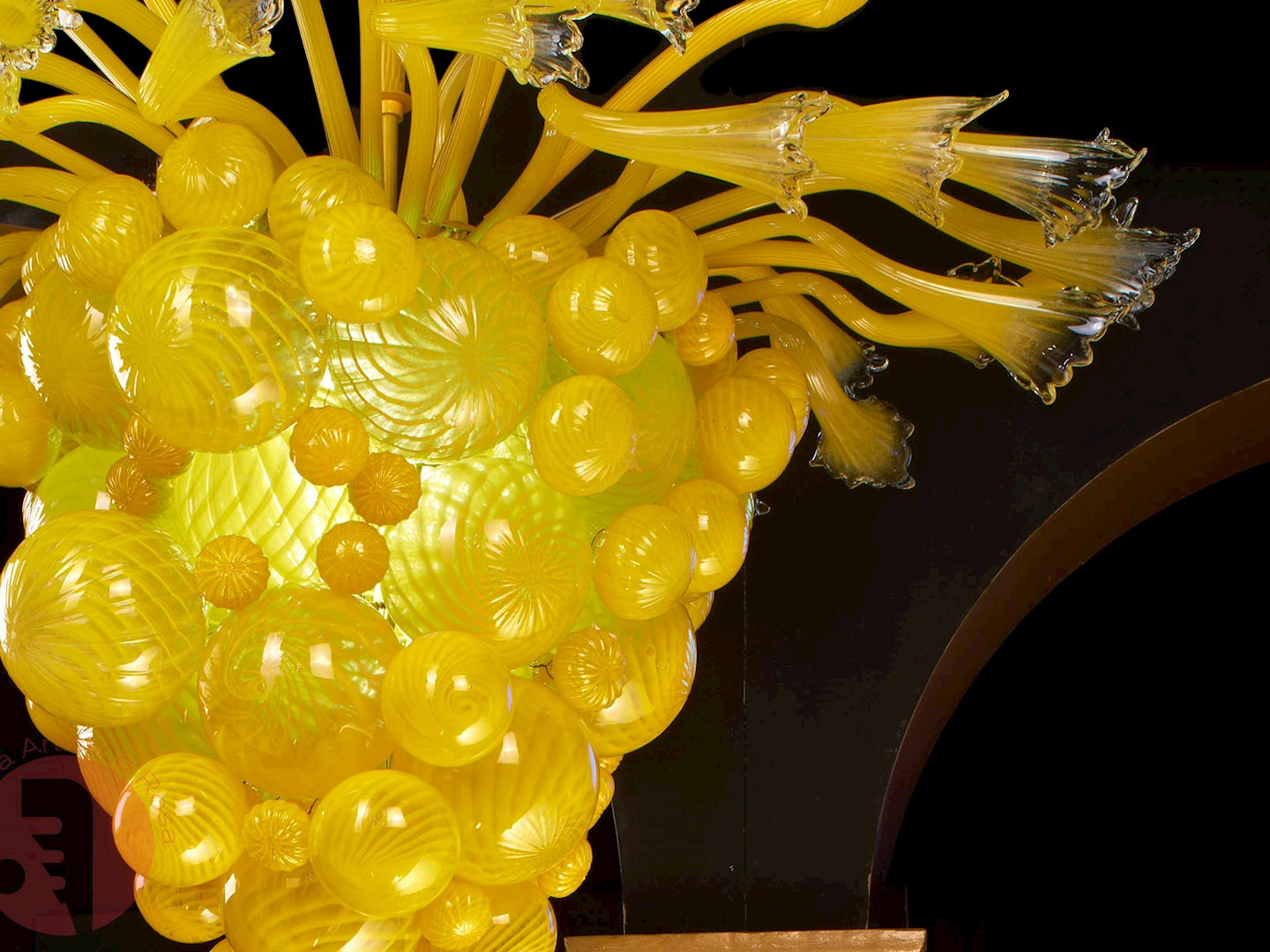 Vetreria Artistica Rosa Lemon 6-Lights Yellow Crystal Glass Chandelier