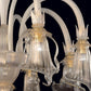 Vetreria Artistica Rosa Liside 8-Lights White Pase Base With Gold Details Glass Chandelier