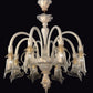 Vetreria Artistica Rosa Liside 8-Lights White Pase Base With Gold Details Glass Chandelier