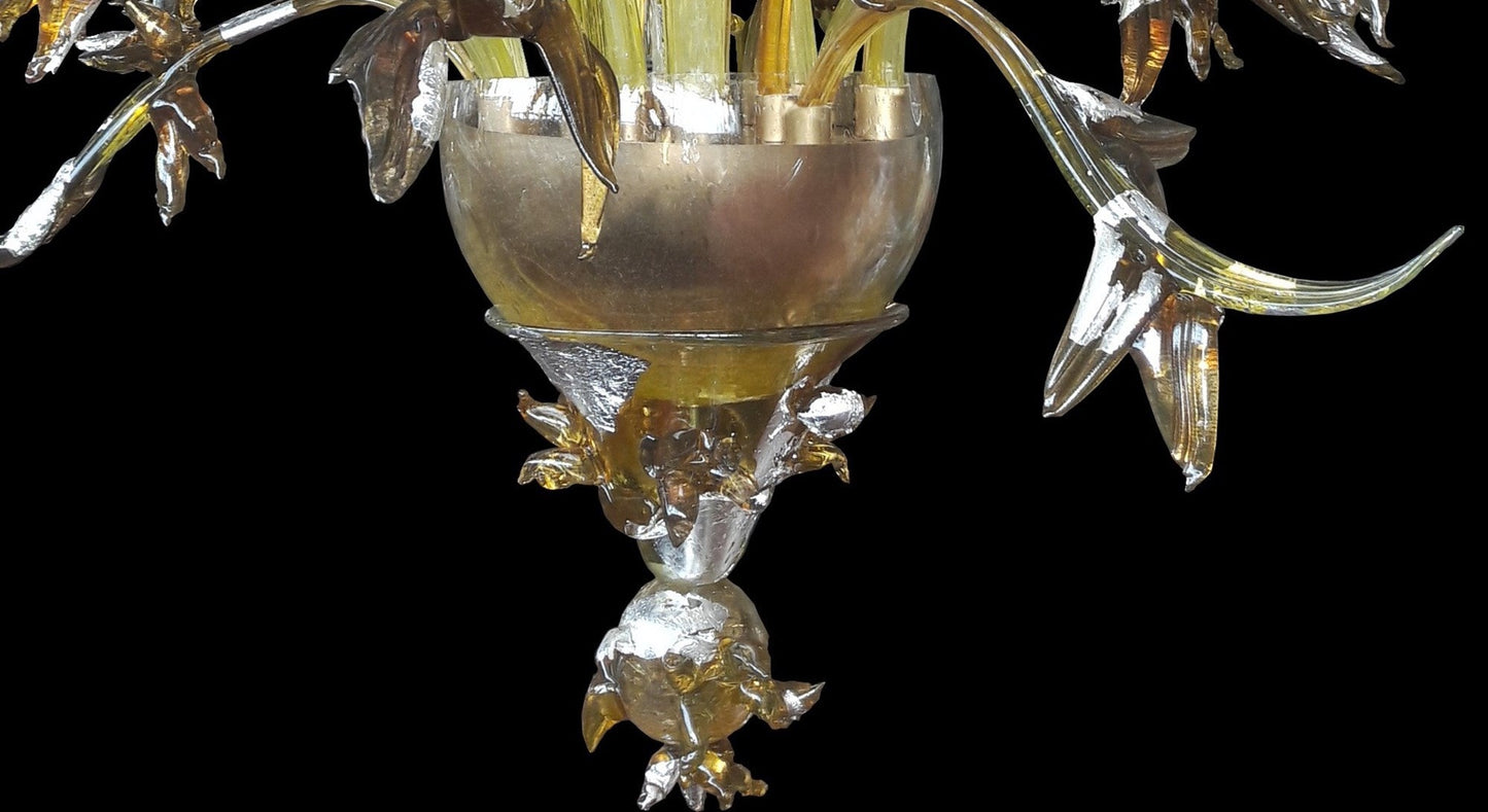 Vetreria Artistica Rosa Marem 9-Lights Amber, Yellow and Orange Crystal Glass Chandelier